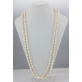 Long Pearl Necklace 7 milímetros AA barroco 60 polegadas Pearl Necklace Costume Jóias